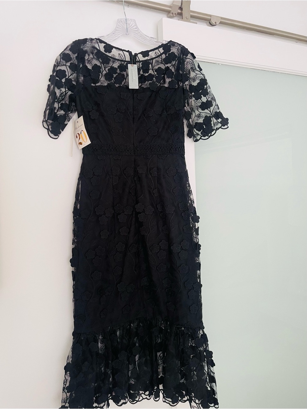 Anthropologie Shoshanna Black Floral Lace Midi Dress